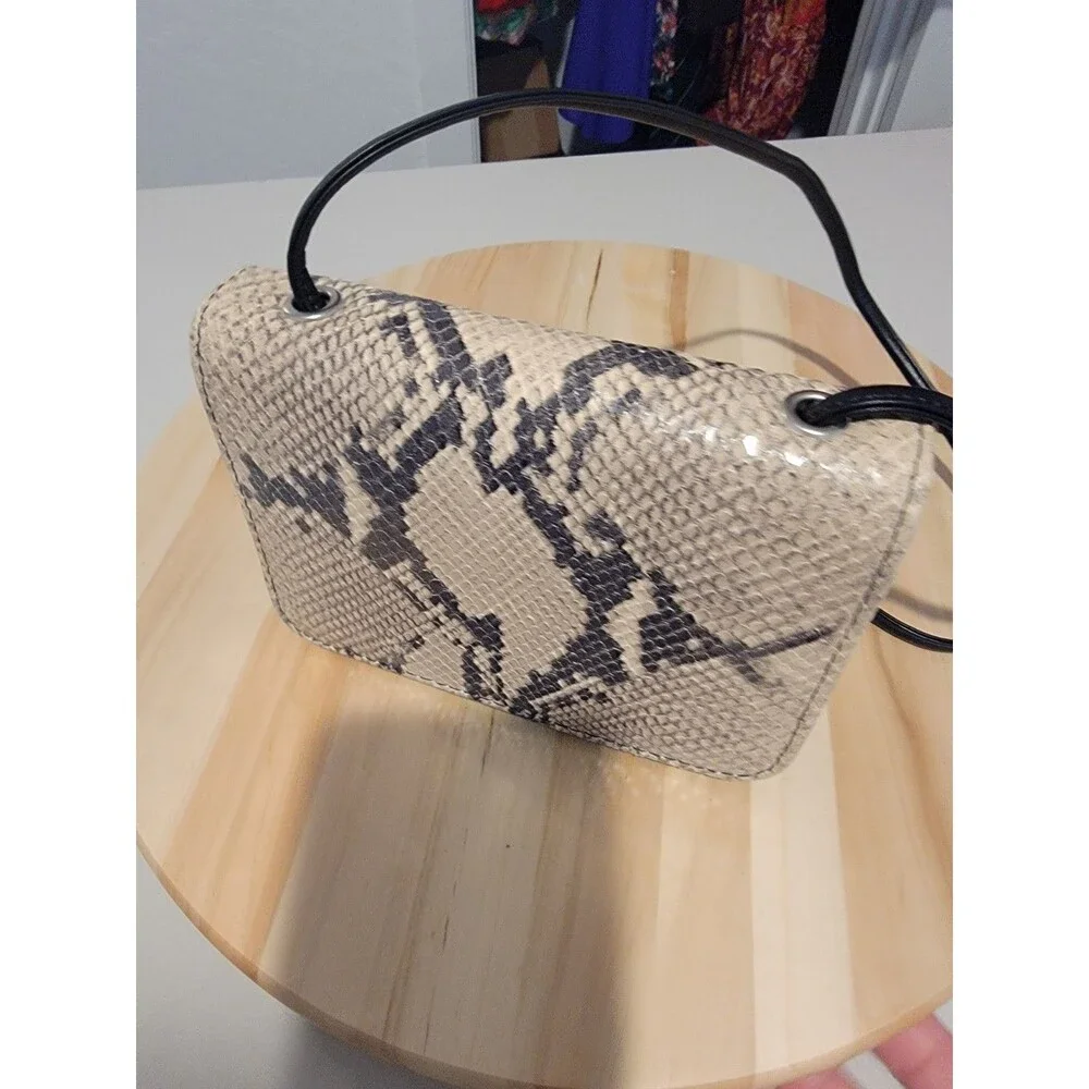 Donald J. Pliner Leather Snakeskin Print Cross Body Bag